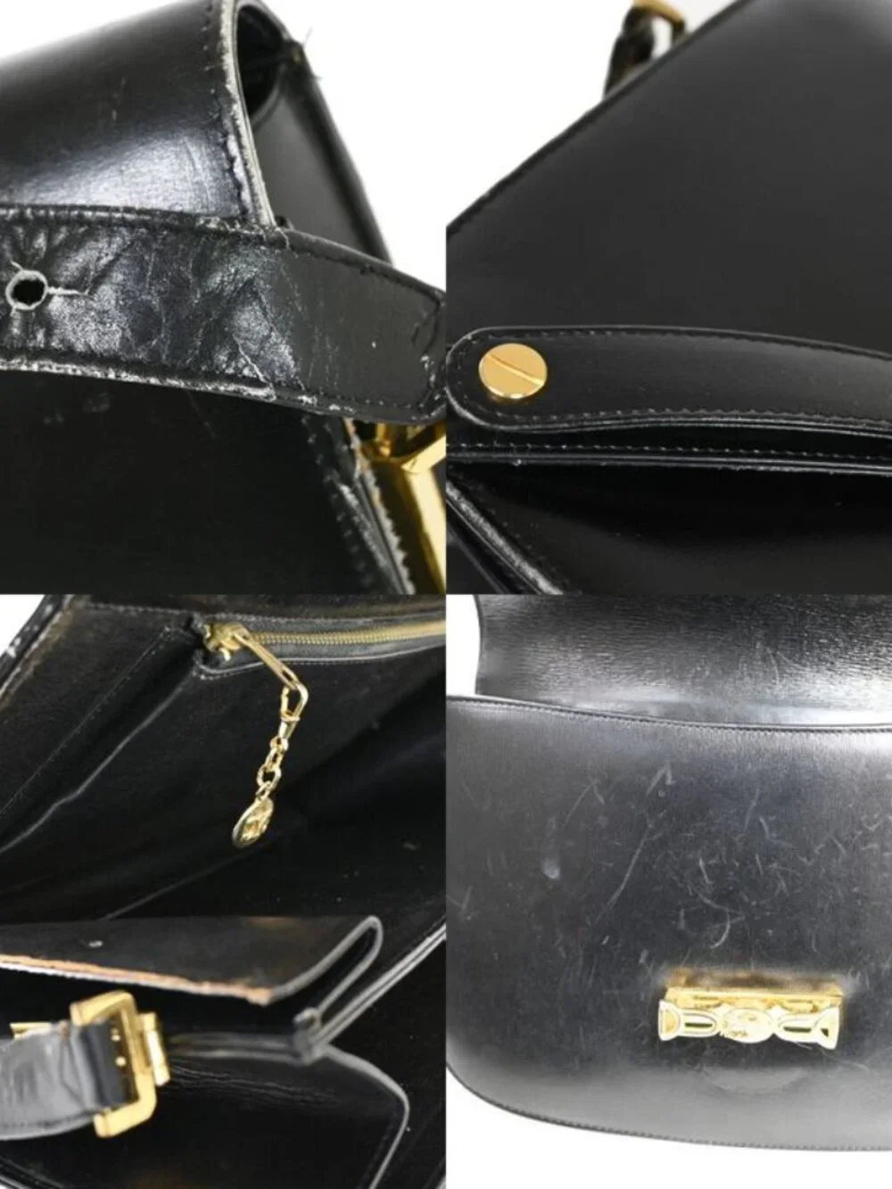 Celine Carriage Shoulder Bag Leather Black 67 Fa291 - Picture 10 of 15